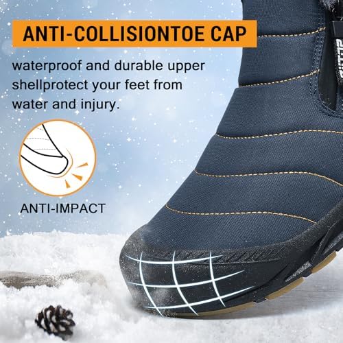ziitop Snow Boots Mens Waterproof Winter Boots Fur Lined Warm Ankle Boots