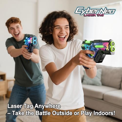 Laser Tag Set of 4, Lazer Tag Guns & Vests, Gift Ideas for Kids Teens and Adults, Cool Birthday Toys for Teenage Ages 8 9 10 11 12+Year Old Boy & Girls
