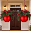 Yalikop 2 Pcs 8" Extra Large Red Christmas Ball Ornament with Pine Branches