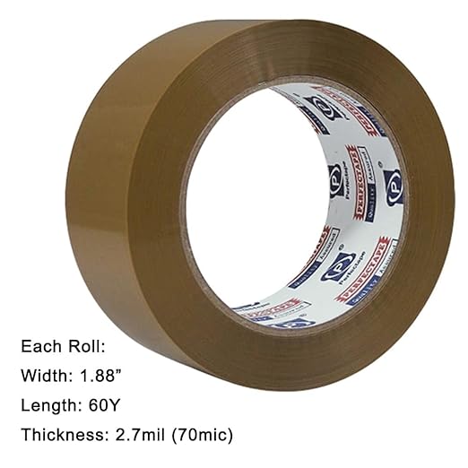 PERFECTAPE Heavy Duty Packing Tape 36 Rolls, Brown, 1.88" x 60Y | Total 2160Y, 2.7 mil, Ultra Strong, Refill for Packaging and Shipping