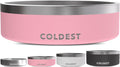 Coldest Dog Bowl - Anti Rust Metal, Non Slip, 3 Layers Insulated Stainless Steel Dog Bowls - Spill Proof & Heavy Duty - Water Bowl for Dogs, Cats & Pets, Dish Washer Safe (42 oz,Cotton Candy Pink)
