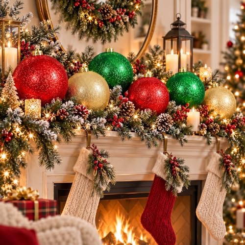 Deekin 8 Pack Large Christmas Ornaments Ball, 6 Inch Oversized Jumbo Balls