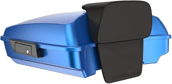 Advanblack Road Glide Tour Trunk Pack Electric Blue Razor Tour Trunk Pack Backrest Pad for '97-'25 Harley Touring Road King Street Glide Electra Glide CVO models