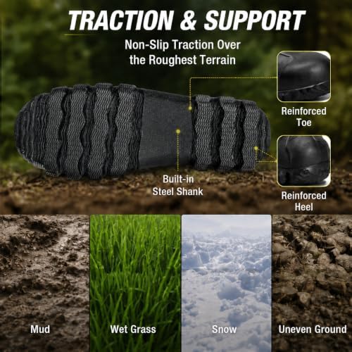 TIDEWE Rubber Boots for Men, Waterproof Rain Boots with Steel Shank