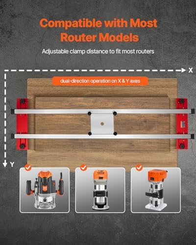 VEVOR Router Sled, 64 Inches, Trimming Planing Machine for Flattening Slabs, X & Y Axis Adjustable, DIY Woodworking Router Sled for Home Improvement Projects, Woodworking, Home DIY