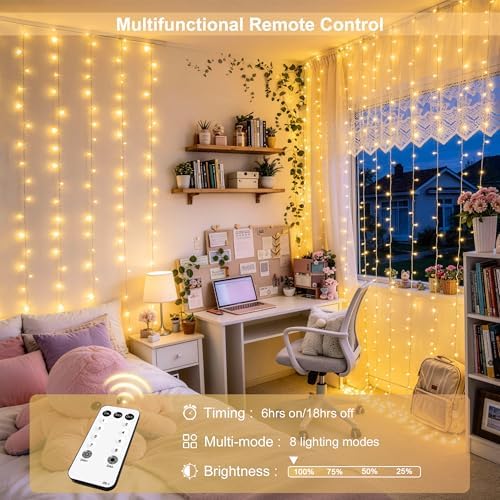 JMEXSUSS 600 LED Curtain Lights, String Lights for Bedroom,9.5ft x 19.6ft