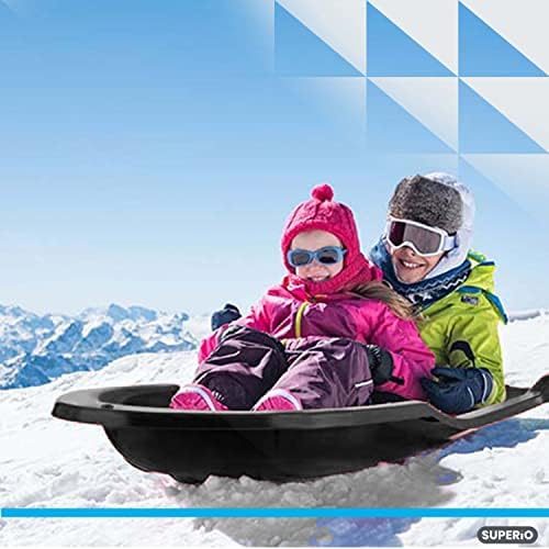 Superio Toboggan Snow Sled- 46” Plastic Slider for Kids and Adults- Heavy Duty Sled for 1 Rider with Pull Ropes for Downhill Sledding, Winter Outdoor Sports