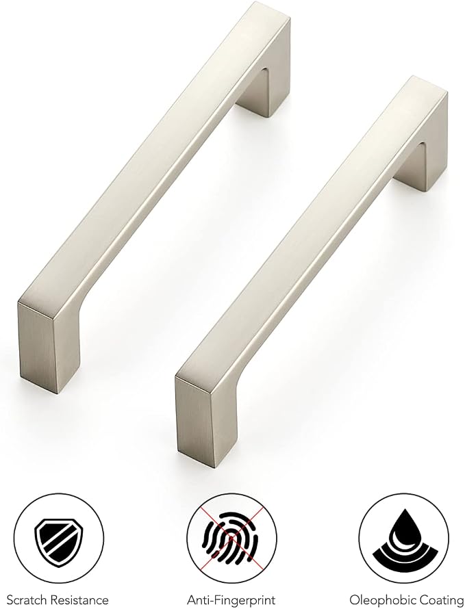 Ravinte 10 Pack Solid 3-1/2 Inch Kitchen Square Cabinet Handles Brushed Nickel Pulls Drawer Pulls Cabinet Hardware Kitchen Handles