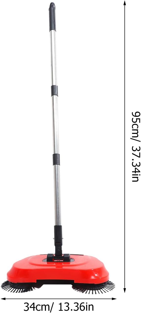 PRETYZOOM Hand Push Sweeper 3-in-1 Rotating Broom Dustpan Floor Cleaner with Adjustable Handle for Hardwood Tile Marble Floors