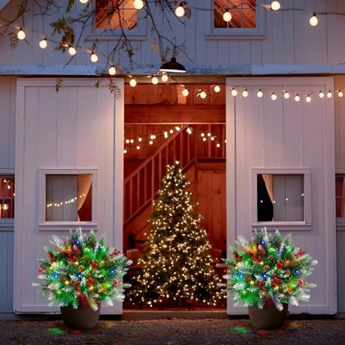 Lighted Christmas Urn Filler, 1 Pack 24 Inch Multicolor Planter Decor