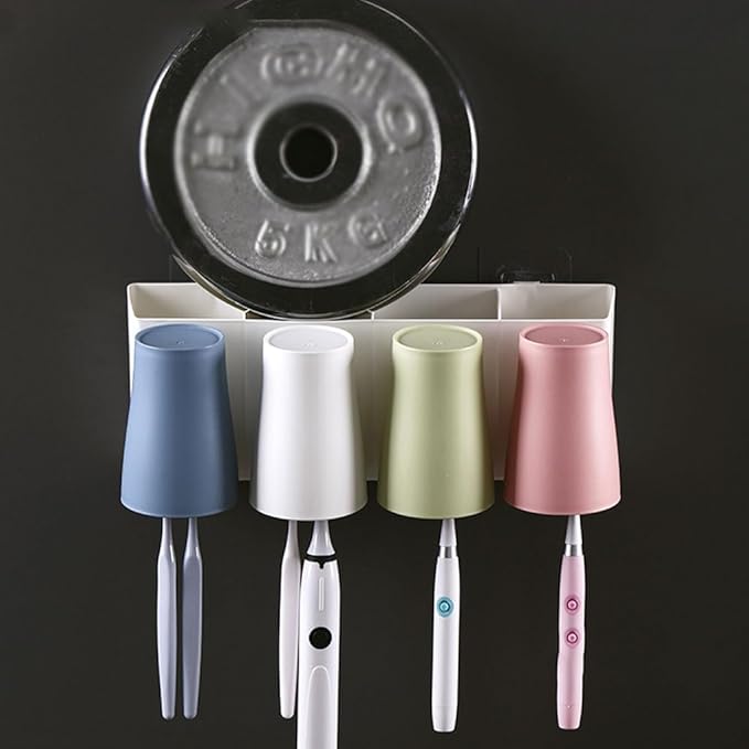 Toothbrush Rack Wall-Mounted Electric Toothbrush Holder Black and White Shaver Holder Bathroom Toothbrush Storage Box Without Punching Bathroom Toothbrush Holder(S23cm)