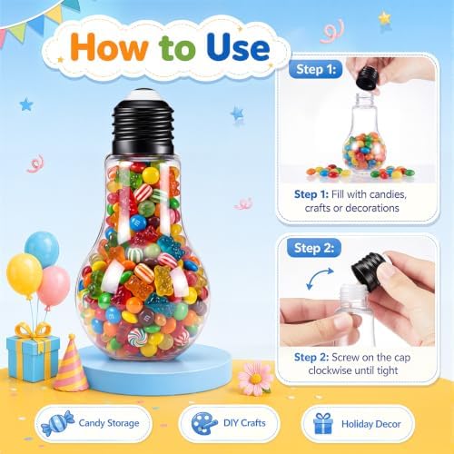 Tessco for you 36 Pcs 3.4 Oz/ 100 ml Plastic Light Bulb Jars, Black