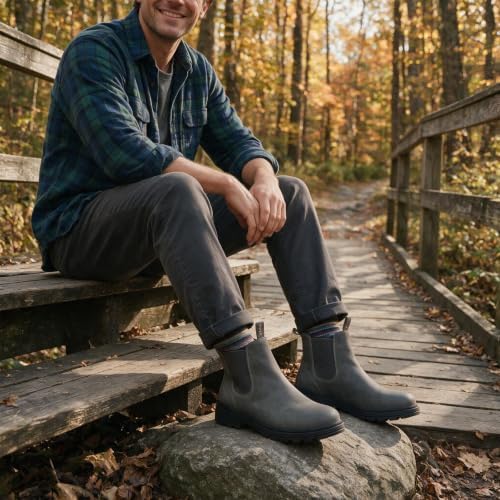 Cestfini Chelsea Boots Men Slip-On Western Hiking Boots