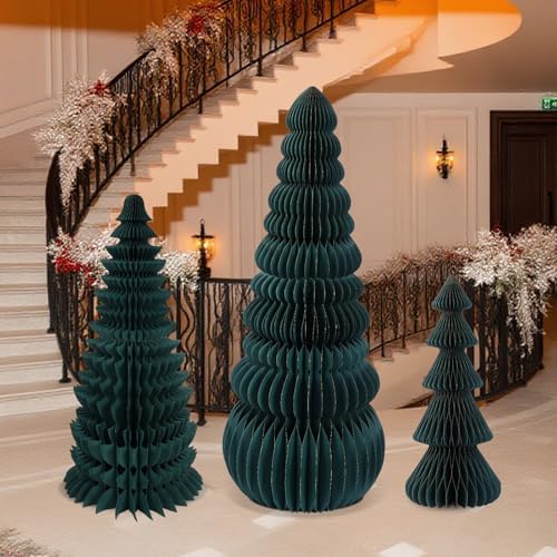 3 Pcs Large Honeycomb Christmas Tree,Classic,Green