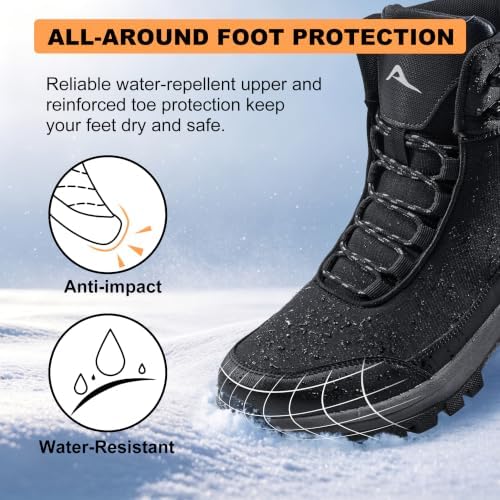 FUDYNMALC Men's Snow Boots Water-Resistant: Non-Slip Hiking Winter Shoes