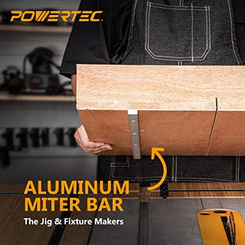 POWERTEC Crosscut Sled Miter Bar for Table Saw Sled, 3/4" x 3/8" x 24" with Predrilled Holes & Screws for Router Table, Bandsaw, Taper Jig, Table Saw Accessories for Woodworking, 1PK (71519)