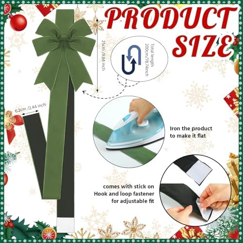 Daifunli 6 Pcs Green Velvet Christmas Cabinet Bows Ribbons for Kitchen
