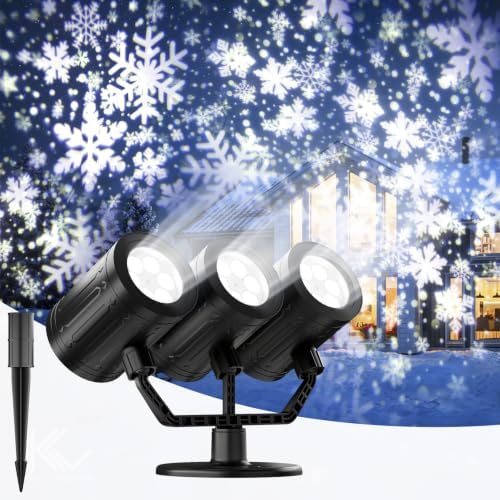 Christmas Snowflake Projector Lights Outdoor Triple Head for House Decor