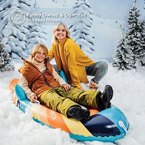 FUNBOY Winter Kids Inflatable Snow Sled, Rocket Groovy