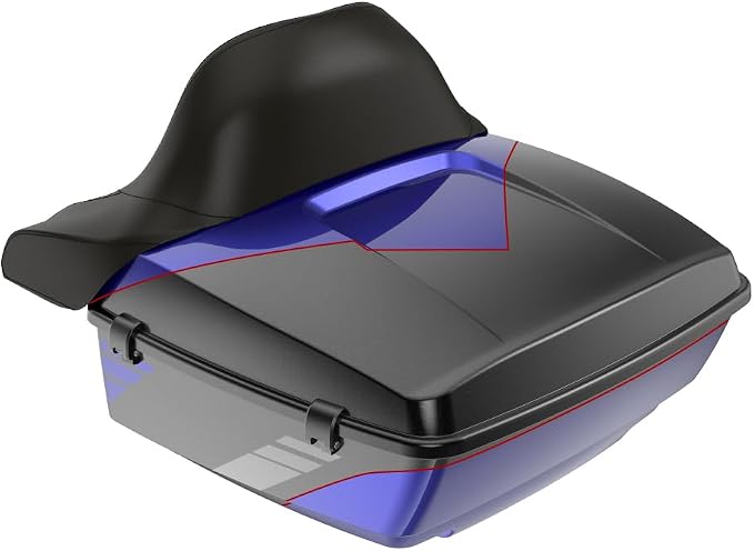 Advanblack 2025 RG Tour Trunk Pack Blue Streak King Tour Trunk Pack+Wrap-Around Backrest Pad Fits For Harley Touring CVO Road King Street Glide Electra Glide Ultra Limited 1997-2025