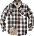 Men's Sherpa Cotton Flannel Shirt Jacket Plaid Button Coat Pocket