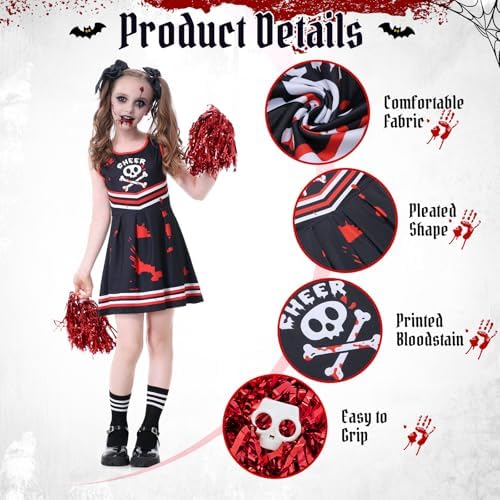 10Pcs Halloween Zombie Cheerleader Costume for Girls Party