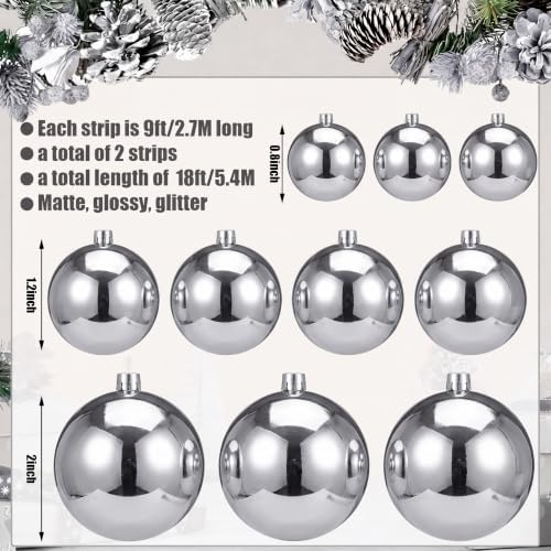 2 Pcs 9 ft Christmas Ball Ornament Garland, Silver