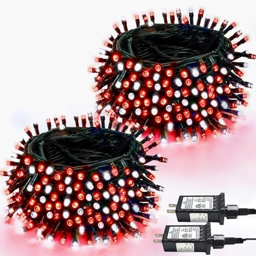 2 Pack 200 LED Christmas Lights 13 Modes Extendable Christmas Tree Lights