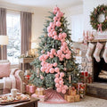 Thiccywoov 9 ft Velvet Christmas Ball Garland Ornament, Pink