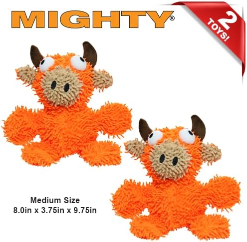 MIGHTY® 2 Pack Microfiber Medium Bull Dog Toys | Ultra Durable Plush Toy with Multiple Layers & Reinforced Seams , Washable and Floats , Mighty® Construction