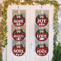 Nativity Christmas Signs, Christian Door Hanging Decor, Buffalo Plaid, 6-Pc