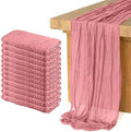 12 Pack Cheesecloth Table Runner, Runner Gauze Boho Wedding Decor Romantic Table Runner for Wedding Birthday Party(35" x 118")(Pink)