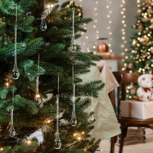 66 Pcs Crystal Glass Teardrop Christmas Ornaments, 4 Medium Size