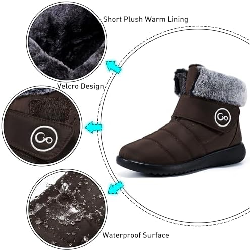 Aomigoct Women Winter Snow Boots: Fur Lined Warm Slip On Boots for Women Waterproof Booties Comfortable Outdoor
