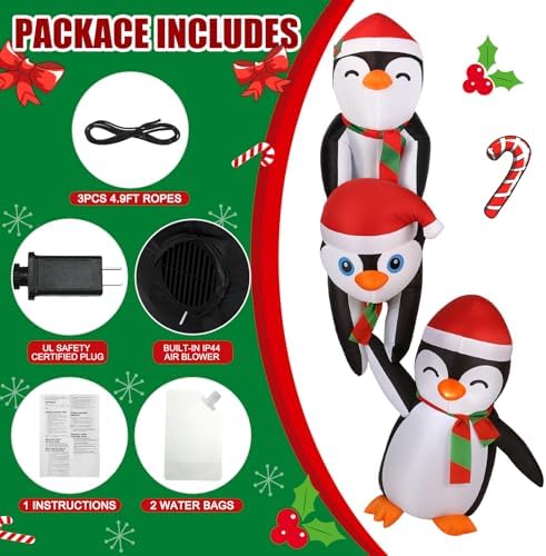 Soulchen 7ft Penguin Christmas Inflatable Roof Hanging Outdoor Decorations