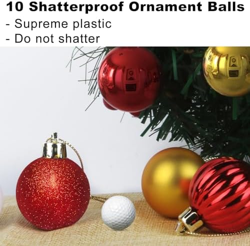 Red & Gold 3.2" Large Christmas Balls - Christmas Tree Decoration Ornaments Shatterproof Hanging Balls for Birthday Halloween Holiday Wedding Decorations Set of 10pcs