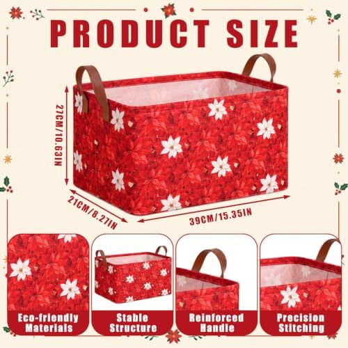 CHENGU 6 Pack Christmas Basket Collapsible Poinsettia Christmas Storage Bin