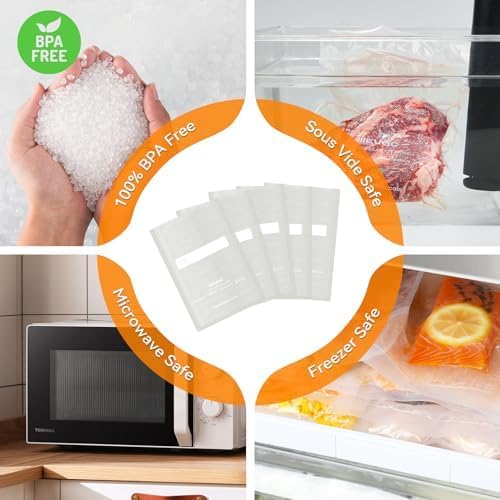 Wevac Vacuum Sealer Bags, Quart 8"x12" 200 Count, Pint 6"x10" 100 Count | Two Sizes in One Box, BPA Free, Commercial Grade Textured PreCut Bags,Compatible with Food Saver Machines, Sous Vide Cooking