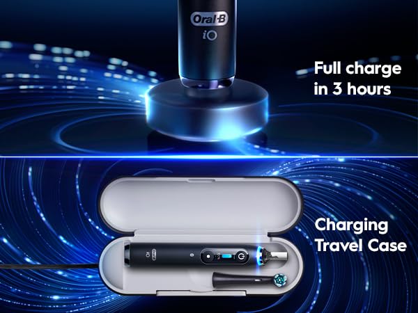 Oral-B Rechargeable Electric Toothbrush, iO9 Genius, 7 Cleaning Modes, Interactive Display, Charging Travel Case, Visible Pressure Sensor, 4 Brush Heads, White Alabaster