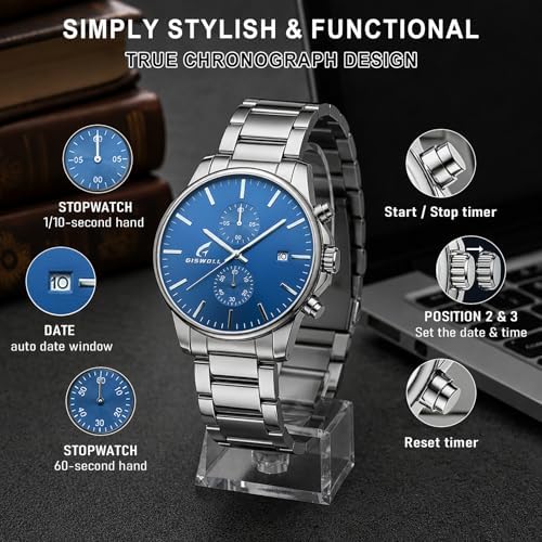Stylish Stainless Steel Men's Watches with Functional Chronograph Subdials