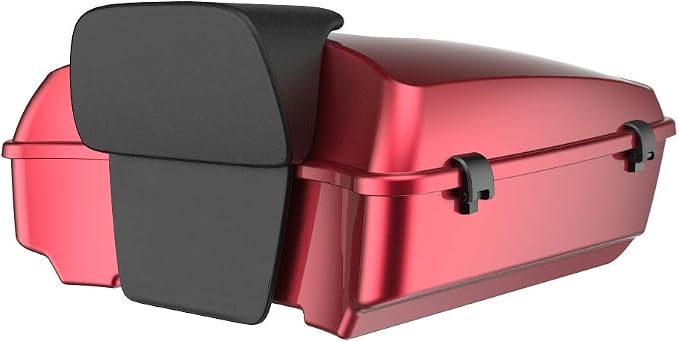 Advanblack Road Glide Tour Trunk Pack Velocity Red Sunglo Chopped Tour Trunk Pack Backrest Pad for '97-'25 Harley Touring Road King Street Glide Electra Glide CVO models