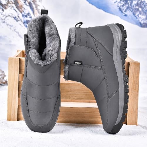 Jakcuz Plus Size Men's Water Resistant Winter Snow Boots with Warm Faux Fur