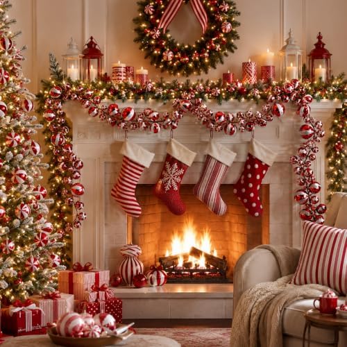 2 Pcs 6 ft Christmas Ball Ornament Garland, Candy