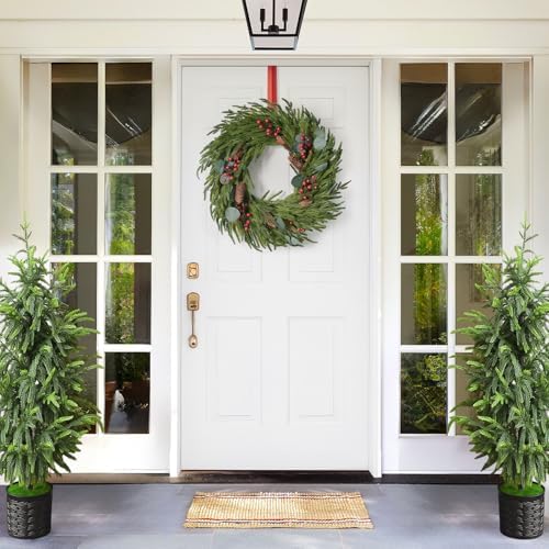 Christmas Decorations, 22 Inch Norfolk Pine Wreath with Pine Cones, Berries