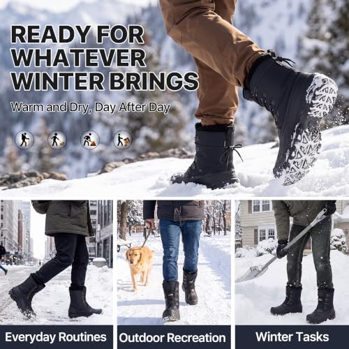 FREE SOLDIER Men's Waterproof Winter Snow Boots Removable Liner