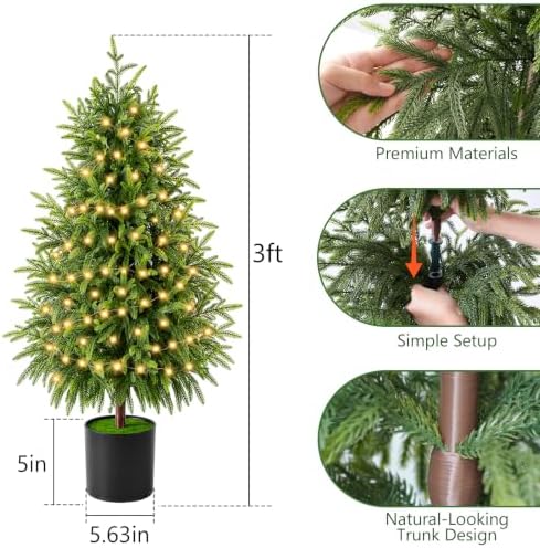 Christmas Decorations - 2 Pack Pre-Lit 3FT Artificial Norfolk