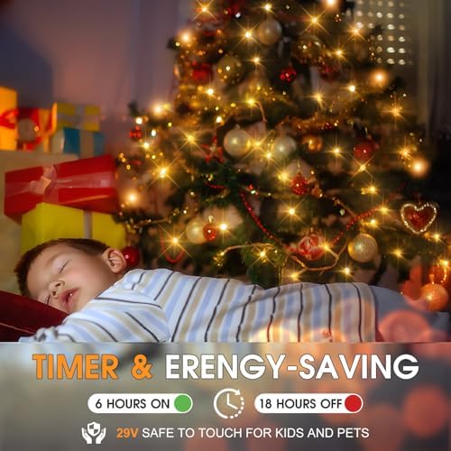 KNONEW 403FT 1000 LED Christmas Lights Outdoor String Lights 8 Modes & Timer Fairy Light Plug in Waterproof LED String Lights for Xmas Yard Tree Wedding Party Holiday Decorations (Warm White)