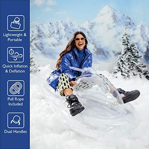 FUNBOY Winter Fun Inflatable Snowmobile, Single, Clear Single