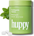 Huppy Toothpaste Tablets, Nano Hydroxyapatite, Fluoride Free and Plastic Free, Natural Whitening, Remineralizing, SLS Free, Travel Friendly Chewable Tabs, Peppermint Flavor, 62 Count (1 Month Supply)
