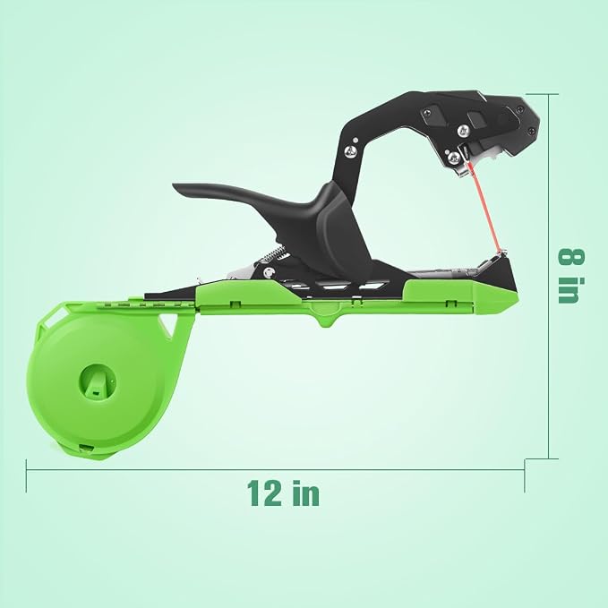 FUNTECK Easy & Fast Plant Tying Machine for Tomatoes, Grapes, Cucumbers - Professional Tying Tool Saves Labor with Spare Tapes and Staples, Green/Black